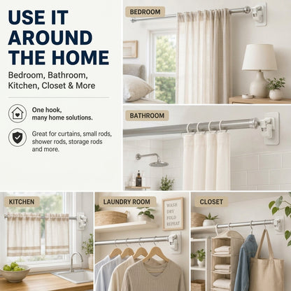 🔥Nail-Free Adjustable Curtain Rod Hooks