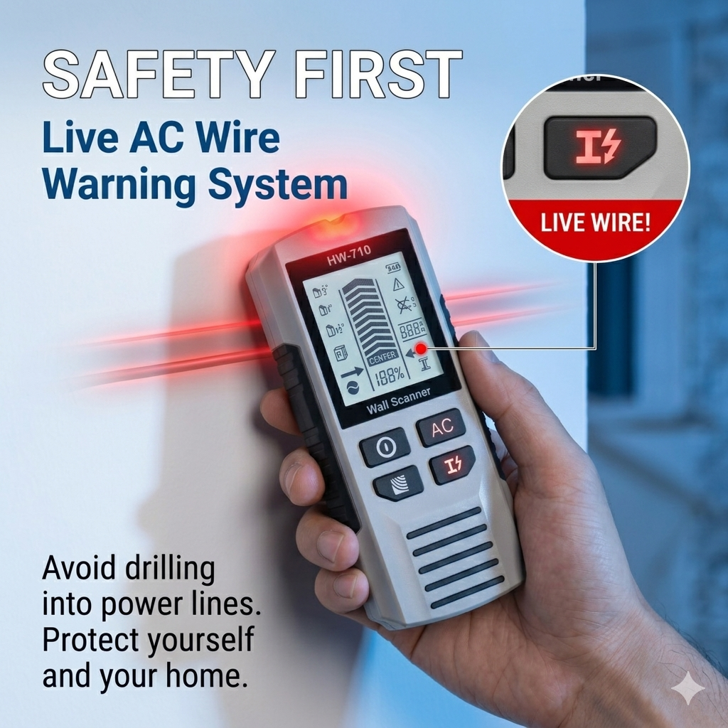 🔥53% off single purchases! Additional discounts for multiple purchases! 🔥 German-engineered 5-in-1 wall detector: One-click access to internal pipes and steel reinforcement within walls.