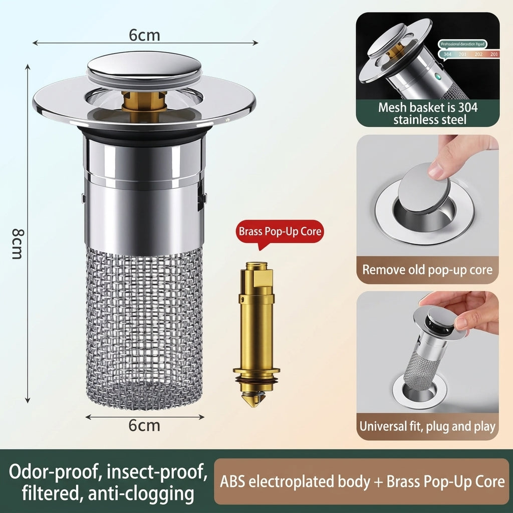 🔥Limited-time 50% off, stainless steel odor-proof bathroom sink stopper