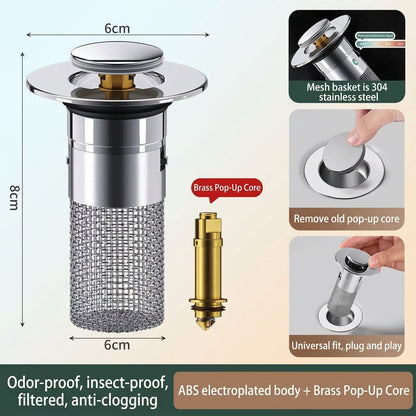 🔥Limited-time 50% off, stainless steel odor-proof bathroom sink stopper