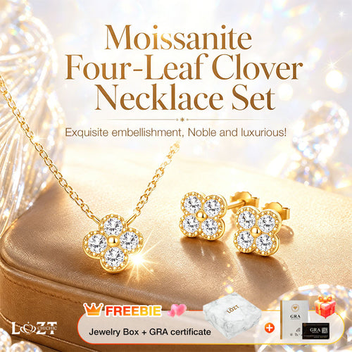 Mid-Year Special Offer - Heart-Shaped Moissanite Four-Leaf Clover Necklace Set