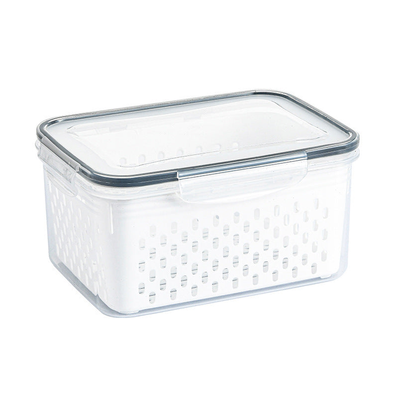 ❣️Plastic Refrigerator Storage Box with Lid – Draining Container for Fruits and Vegetables (Freezer-Safe)