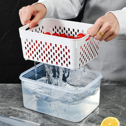 ❣️Plastic Refrigerator Storage Box with Lid – Draining Container for Fruits and Vegetables (Freezer-Safe)