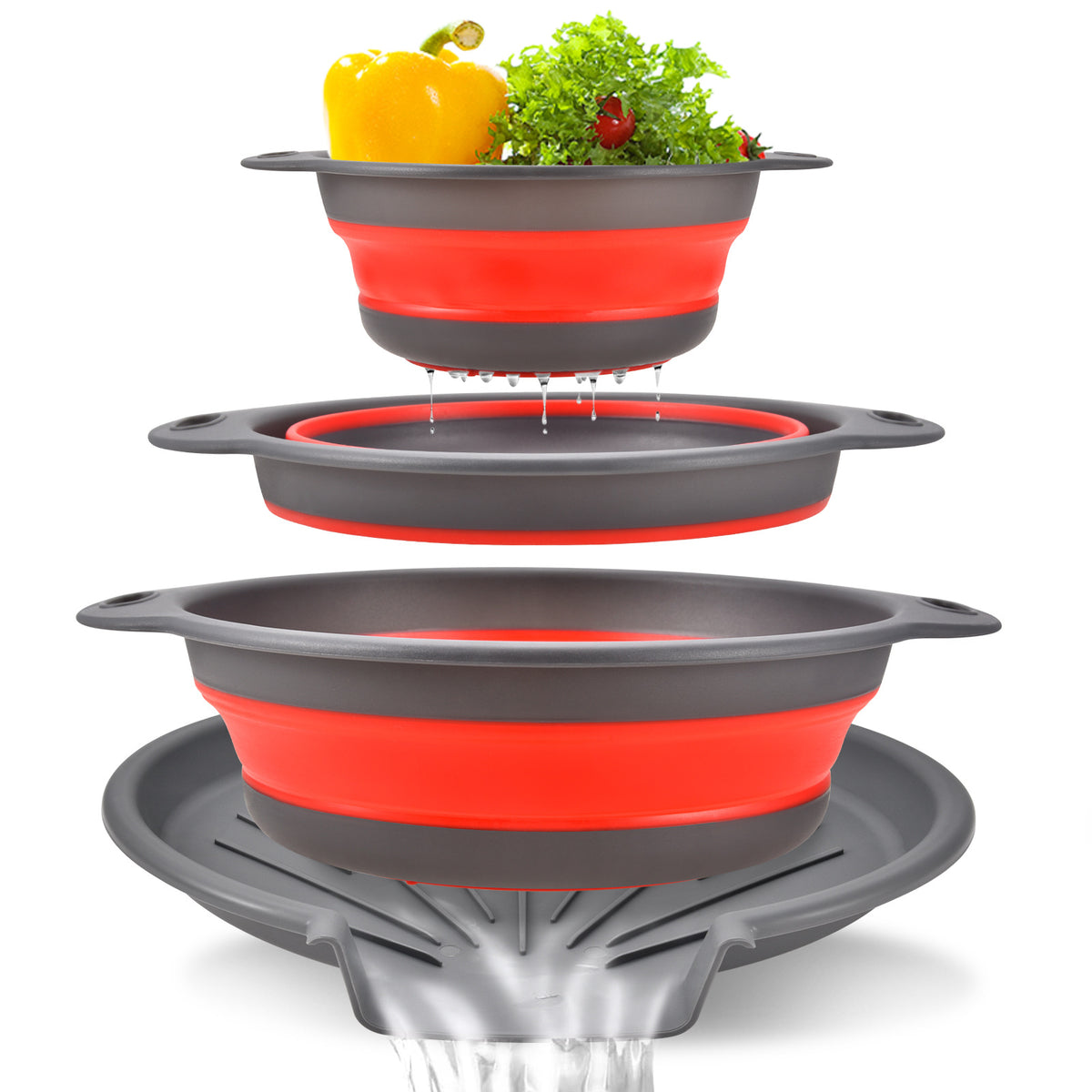 Collapsible Kitchen Colander Space Saving Vegetable Fruit Drain Basket