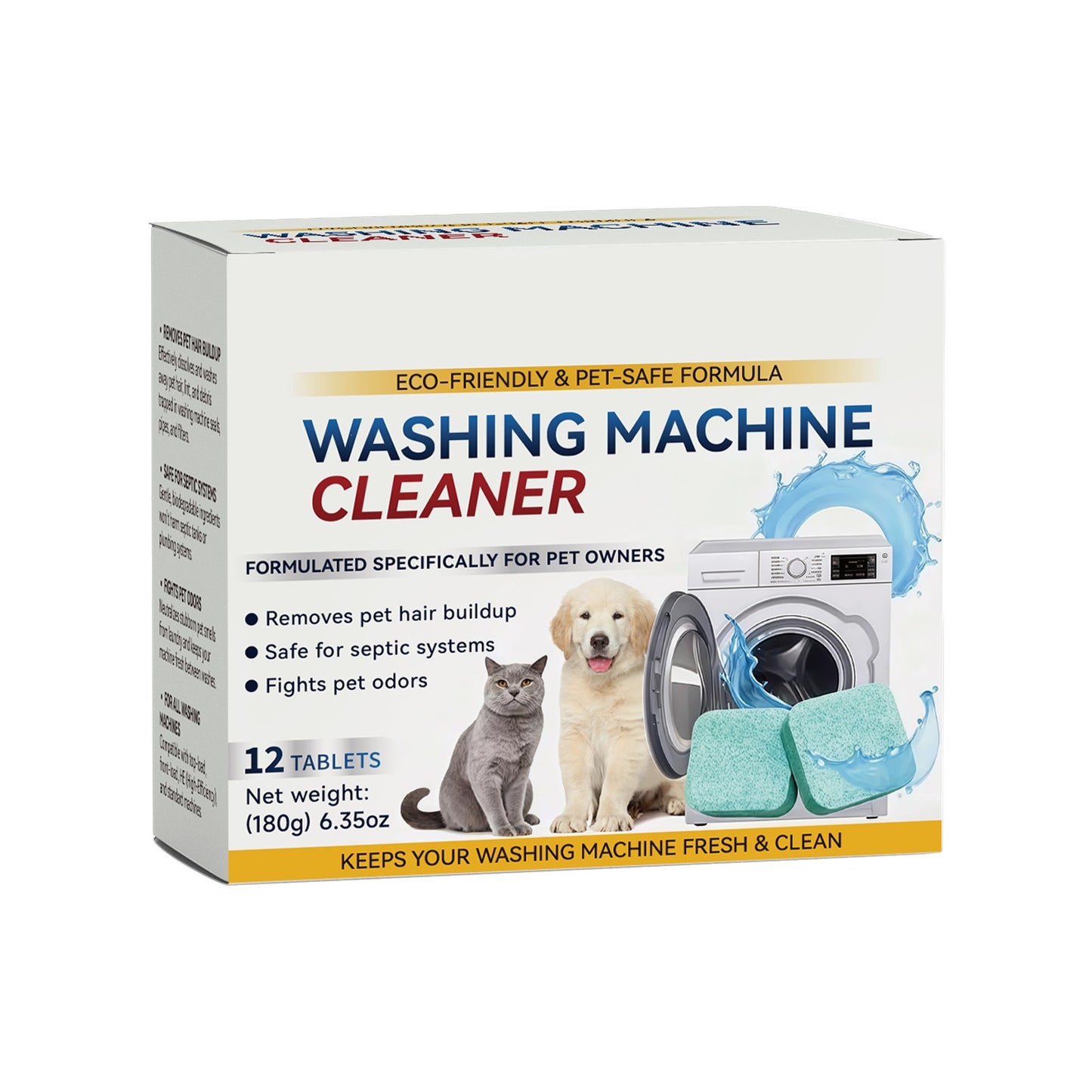 Washing machine stain removal, odor removal, and freshening cleaning tablets