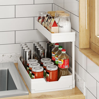 🔥Limited-time 50% off Double-layer pull-out sink storage rack