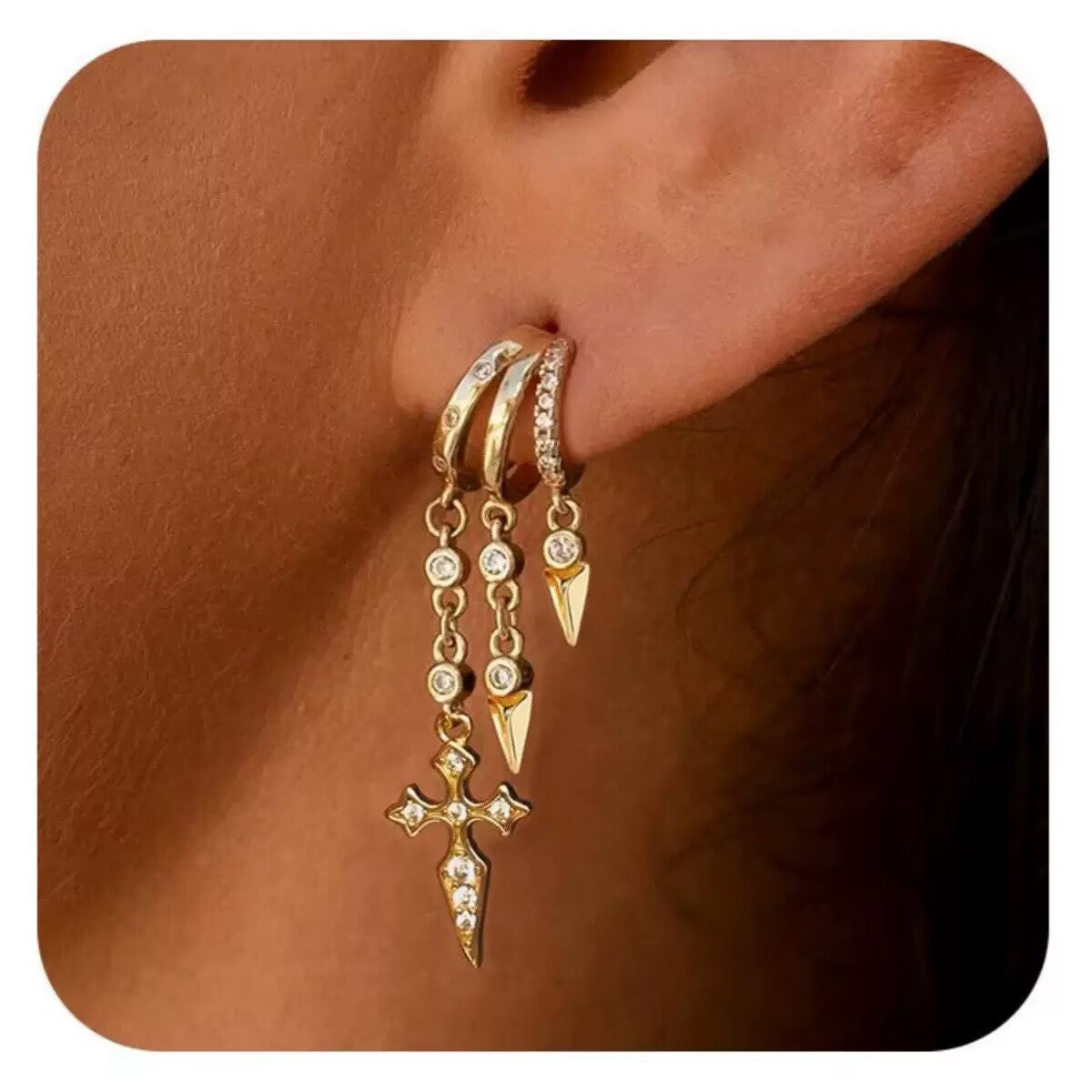 ✨2026 Newest Style✨  3-in-1 Tassel Earrings - Suitable for Single Ear Piercing