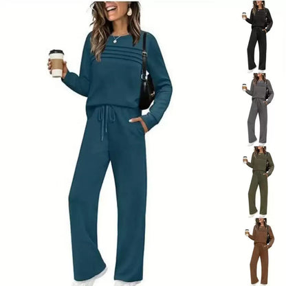 🔥LAST DAY SALE 50% OFF👍✨Women's 2026 UK Casual Crew Neck Top & Drawstring Pants Set