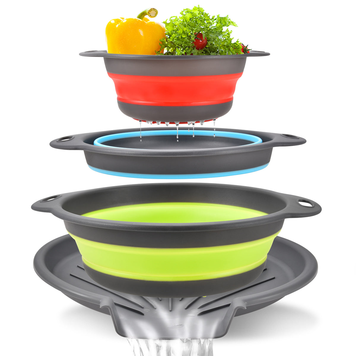 Collapsible Kitchen Colander Space Saving Vegetable Fruit Drain Basket