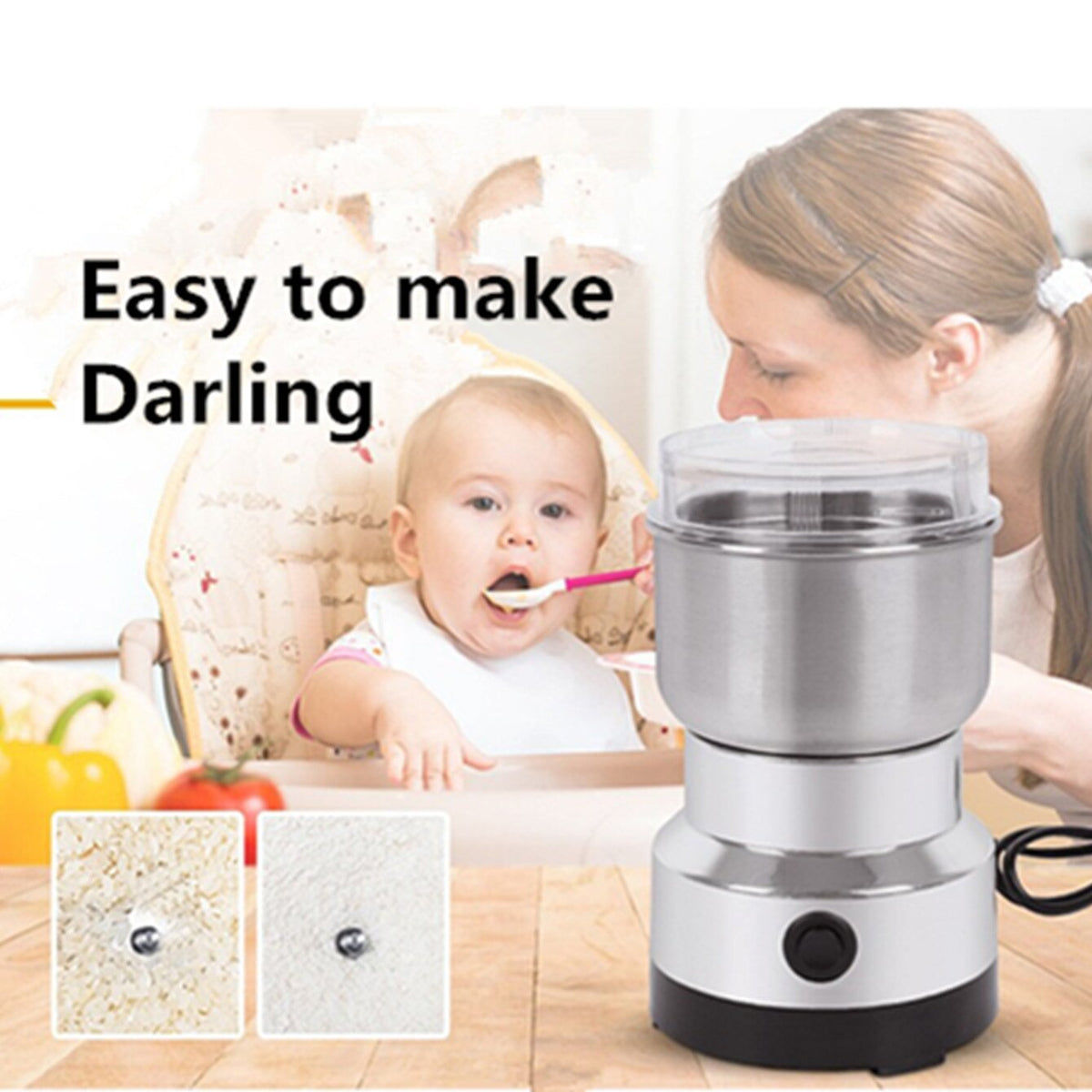 🥜Upgraded 8-blade tip 🏅 High-speed stainless steel grain grinder