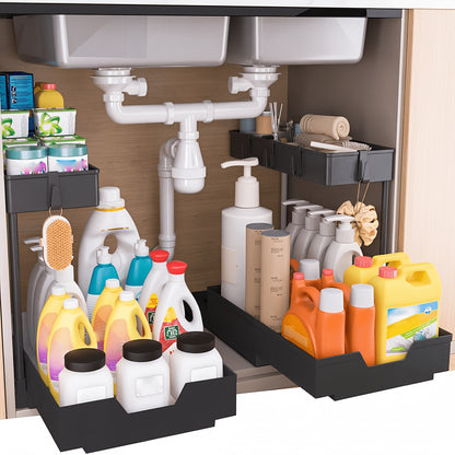 🔥Limited-time 50% off Double-layer pull-out sink storage rack