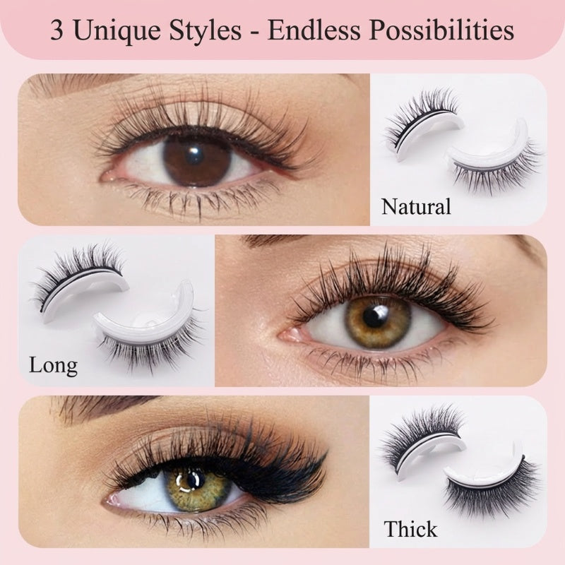 ⏳Limited-time sale ONLY ￡5.99!!🌸Self-Adhesive Reusable Lashes – 3-Sec Application, No Glue Needed