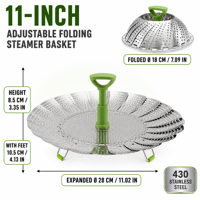 🍲50% OFF NOW!Stainless Steel Expandable Steamer Basket