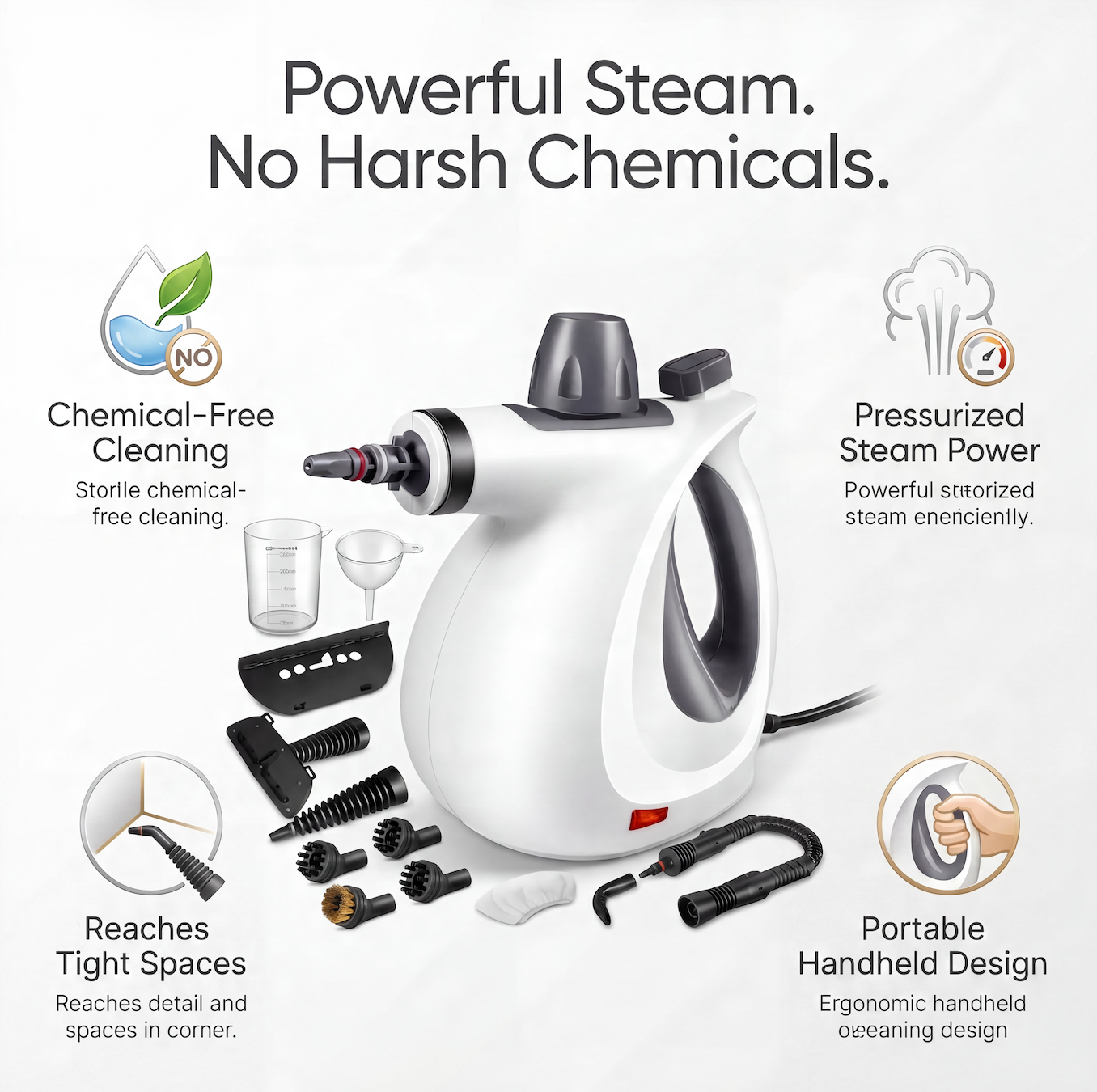 ⚡All-purpose steam cleaner—powerful performance—finish your housework in 10 minutes—restore the shine to your furniture and appliances in 5 minutes.