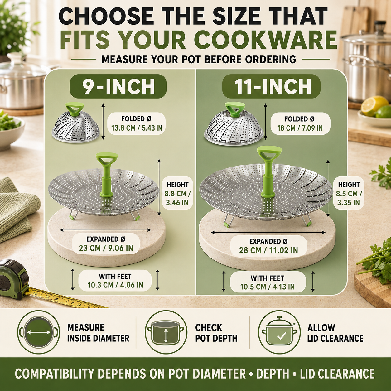 🥦 50% OFF 3-in-1 Adjustable Folding Steamer Basket ✨ Steam, Rinse & Serve with Ease