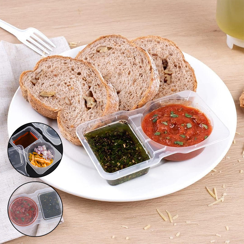 💥BUY 25 GET 25 FREE💥🥐Double Compartment Snack Containers With Lids