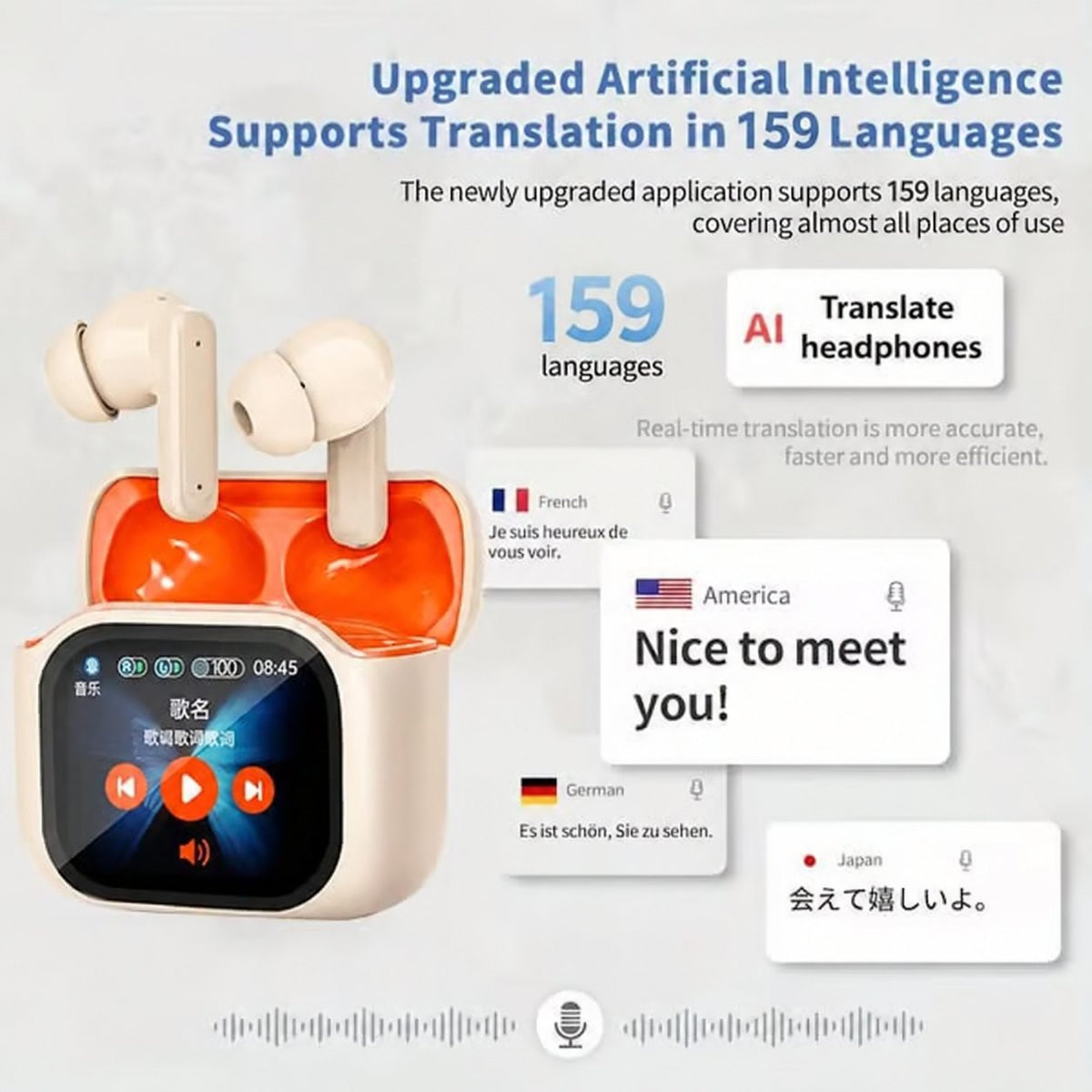 🎁🔥Wireless Bluetooth translation earbuds with LED display (compatible with iOS and Android devices)