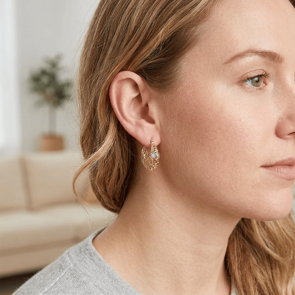 ✨Newest 2026 Cut-out Earrings ✨| 50% OFF Today🌸 Vintage 14K Gold Flower Hoop Earrings