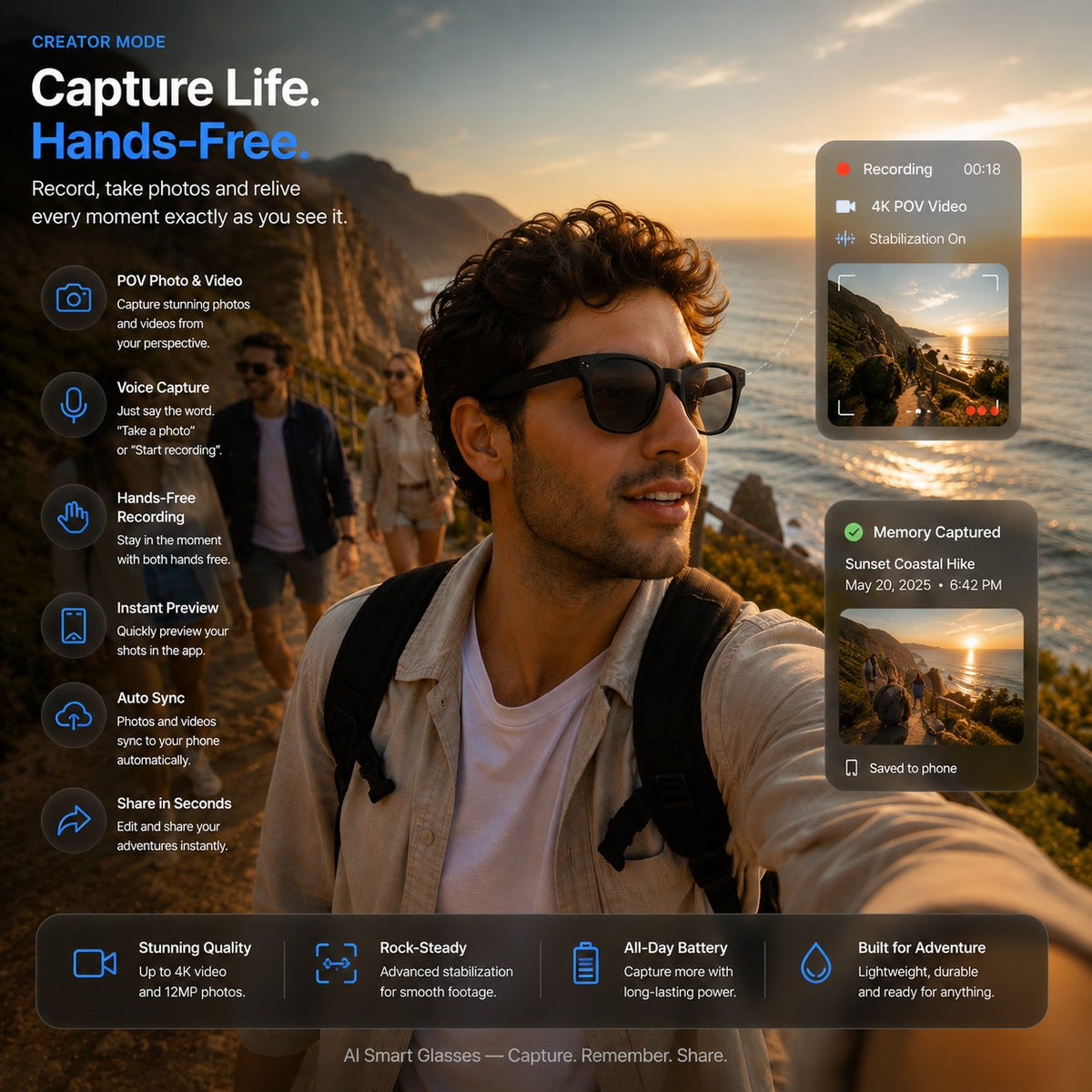 👓 50% off AI Smart Glasses | 4K POV Camera 🎥 | Live Multi-Language Translation 🌐 | AR Real-Time Navigation 🧭 Hands-Free Wearable Smart Glasses