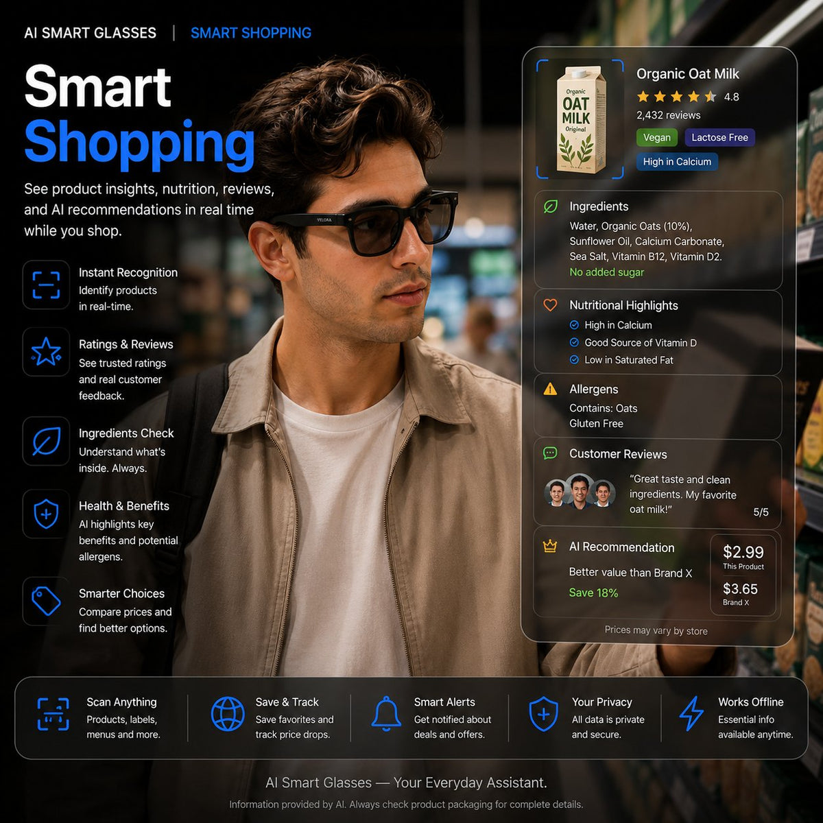 👓 50% off AI Smart Glasses | 4K POV Camera 🎥 | Live Multi-Language Translation 🌐 | AR Real-Time Navigation 🧭 Hands-Free Wearable Smart Glasses