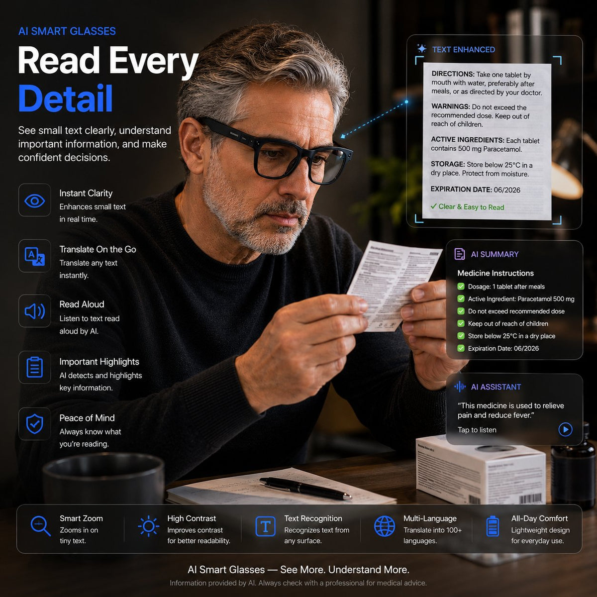 👓 50% off AI Smart Glasses | 4K POV Camera 🎥 | Live Multi-Language Translation 🌐 | AR Real-Time Navigation 🧭 Hands-Free Wearable Smart Glasses