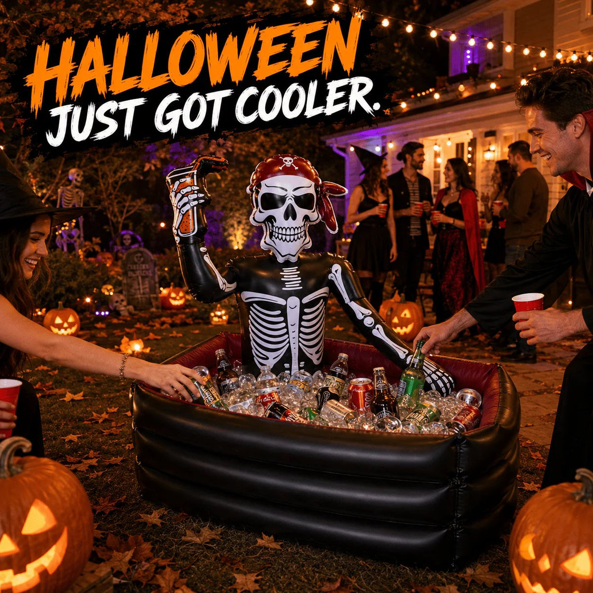 ☠️🧊40-Gallon Inflatable Pirate Skeleton Cooler for Halloween