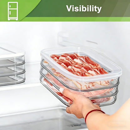 🥓 Keep sliced ham, cheese fresh! Fridge deli meat organizer, stackable airtight design