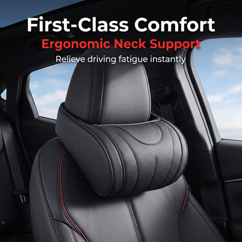 🔥50% OFF🎉Luxury Nappa Leather Car Neck Pillow – Premium Comfort & Support