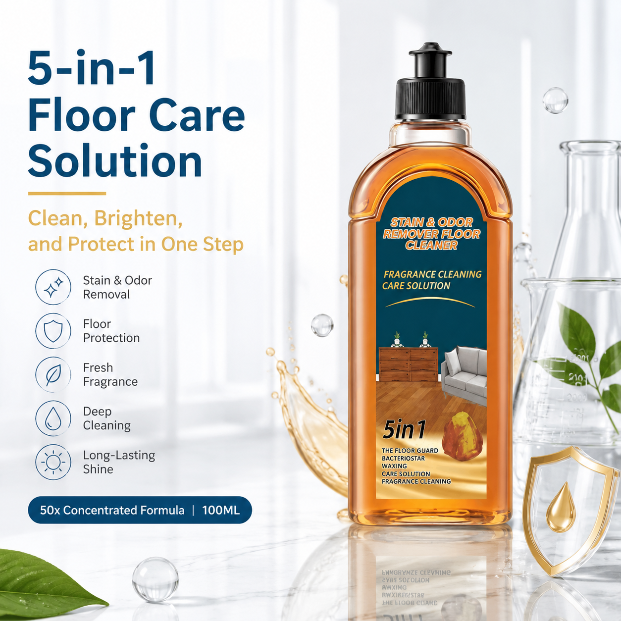 Stain & Odor Remover Floor Cleaner🧼Floor Brightening and Stain Repellent Cleaner 50x Concentration