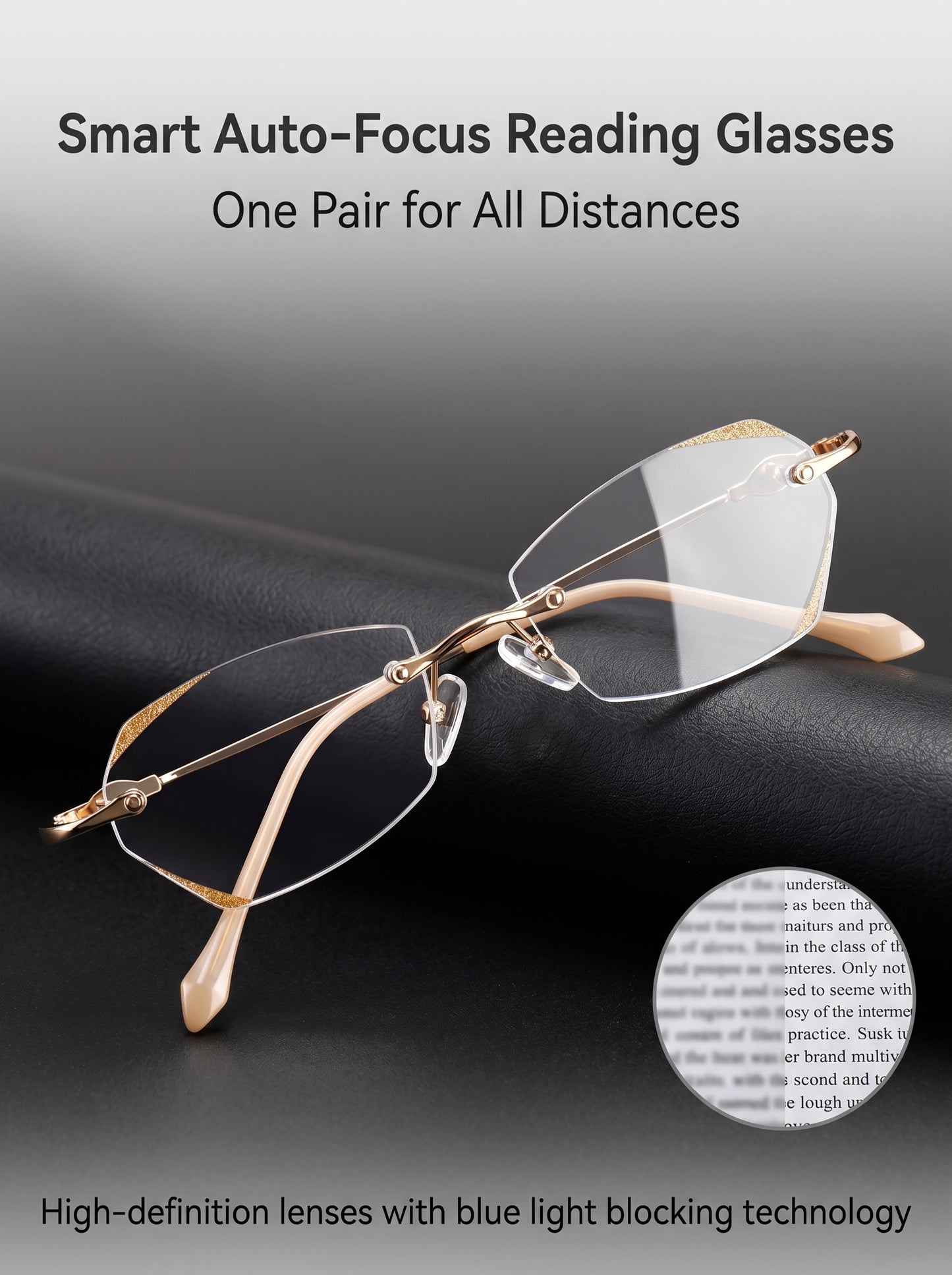 Lowest price of 2026 🔥 High-end titanium alloy frameless reading glasses with beveled edges 👍 Blocks blue light, radiation, and ultraviolet rays, relieving eye fatigue 👓️