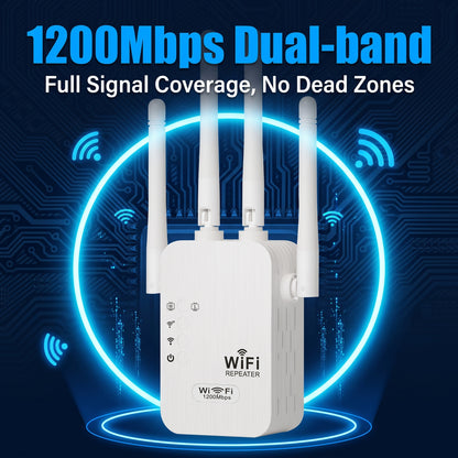 🔥2026 hot sale 🎁1200Mbps Dual Band (5GHz/2.4GHz) WiFi Extender Covers 10,000 sq. ft & 50 Devices