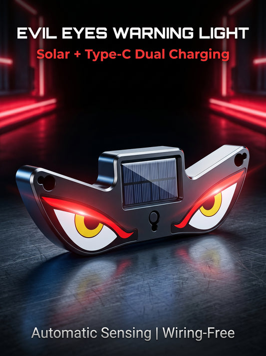 😈 Devil eye LED effect, high visibility at night! ☀️ Solar + Type-C dual charging, no wiring needed!