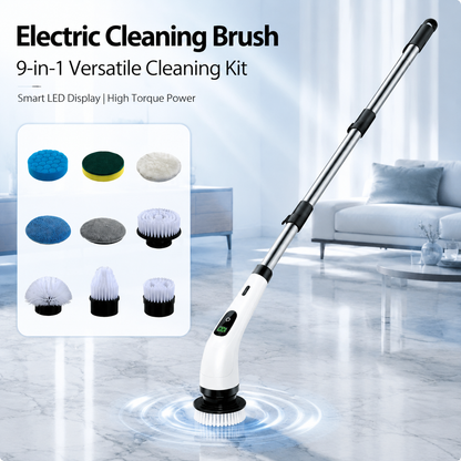 🧽 50% OFF LIMITED SALE! ✨ 9-in-1 Electric Cleaning Brush - 6 Interchangeable Heads with IPX7 Waterproof Rating for Bathroom & Car Cleaning 🚿🚗