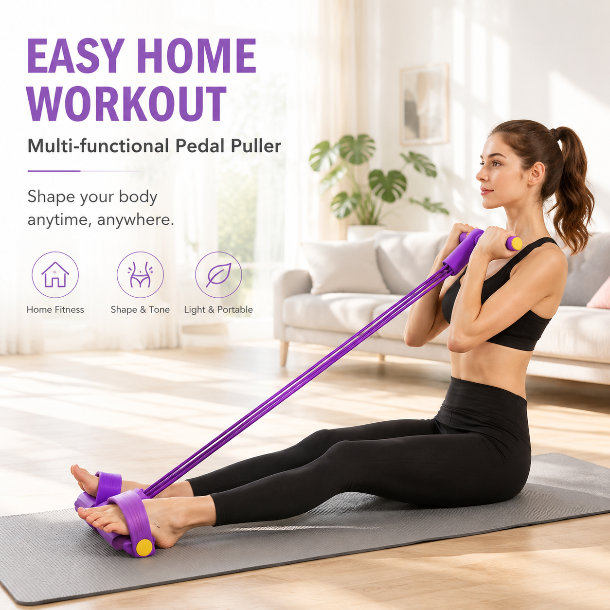 21 Fitness Resistance Bands-6 Tube Pedal Ankle Puller