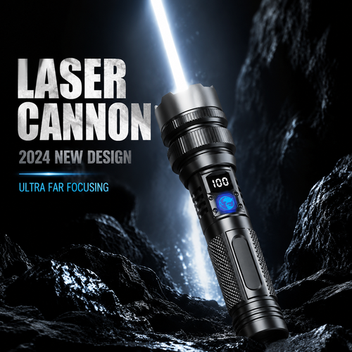💎 50% OFF! 💎High-power laser with aluminum head heat dissipation, telescopic zoom laser cannon, power bank, digital display flashlight