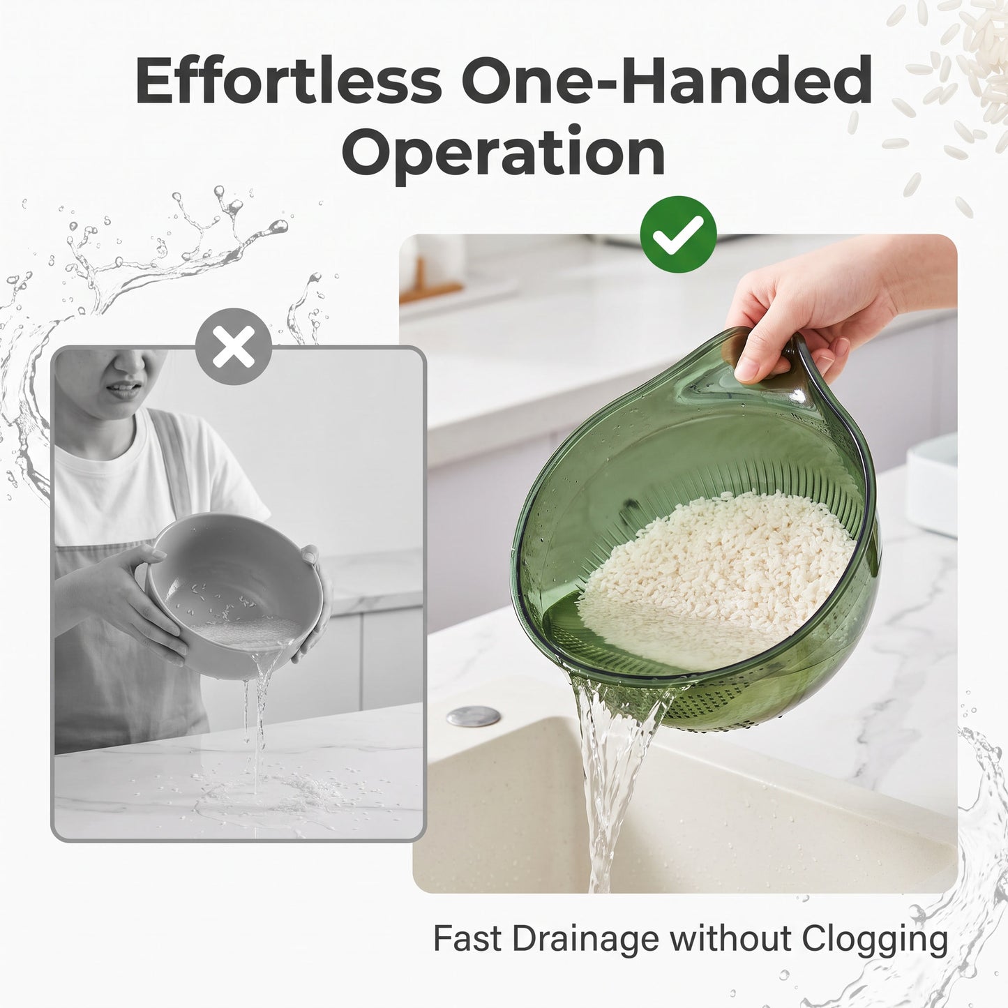 🍚 LIMITED-TIME 50% OFF! ✨Multipurpose Rice Washing Bowl Strainer with Handle