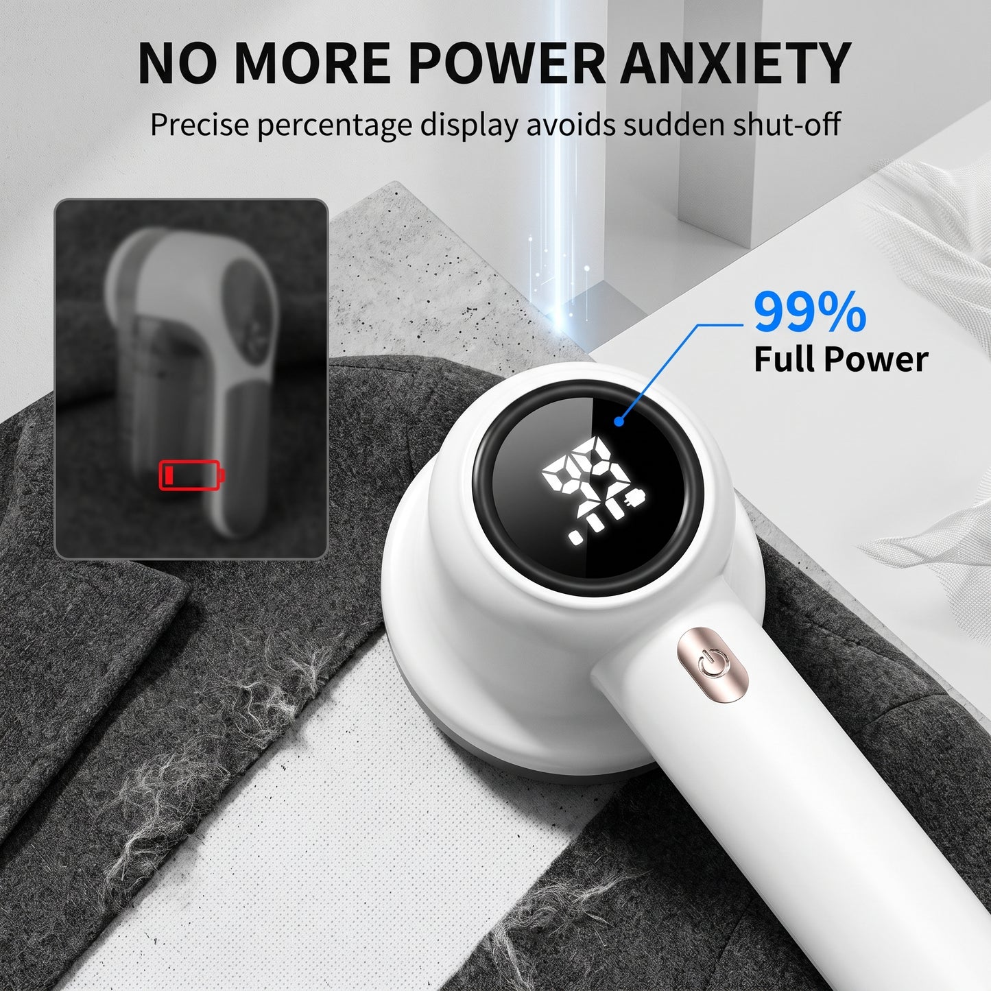 🔥50% off electric hair remover with LED display – rechargeable fabric shaver, 3 speed settings, large-capacity lint box