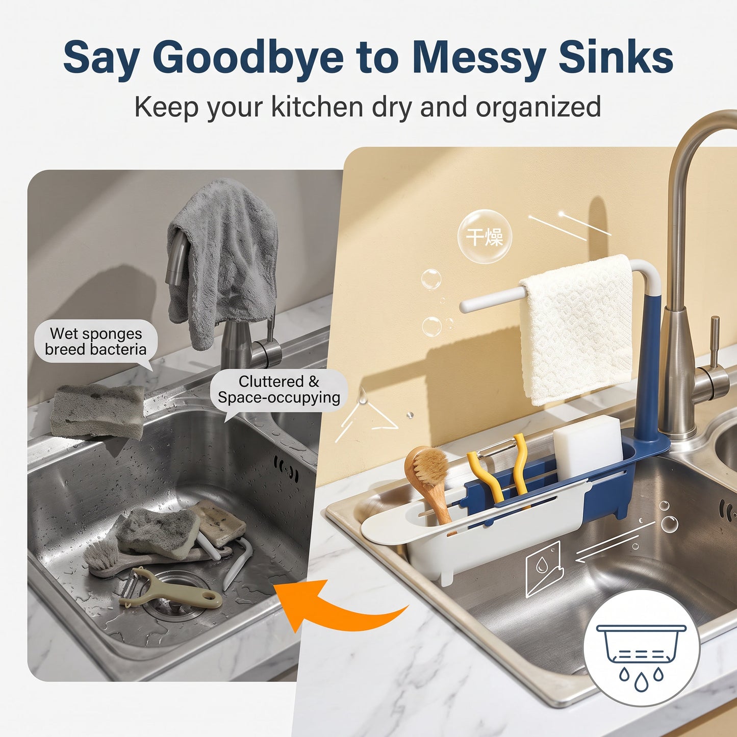🔥Limited Time 50% OFF Buy one get one free🔥Updated Telescopic Sink Storage Rack