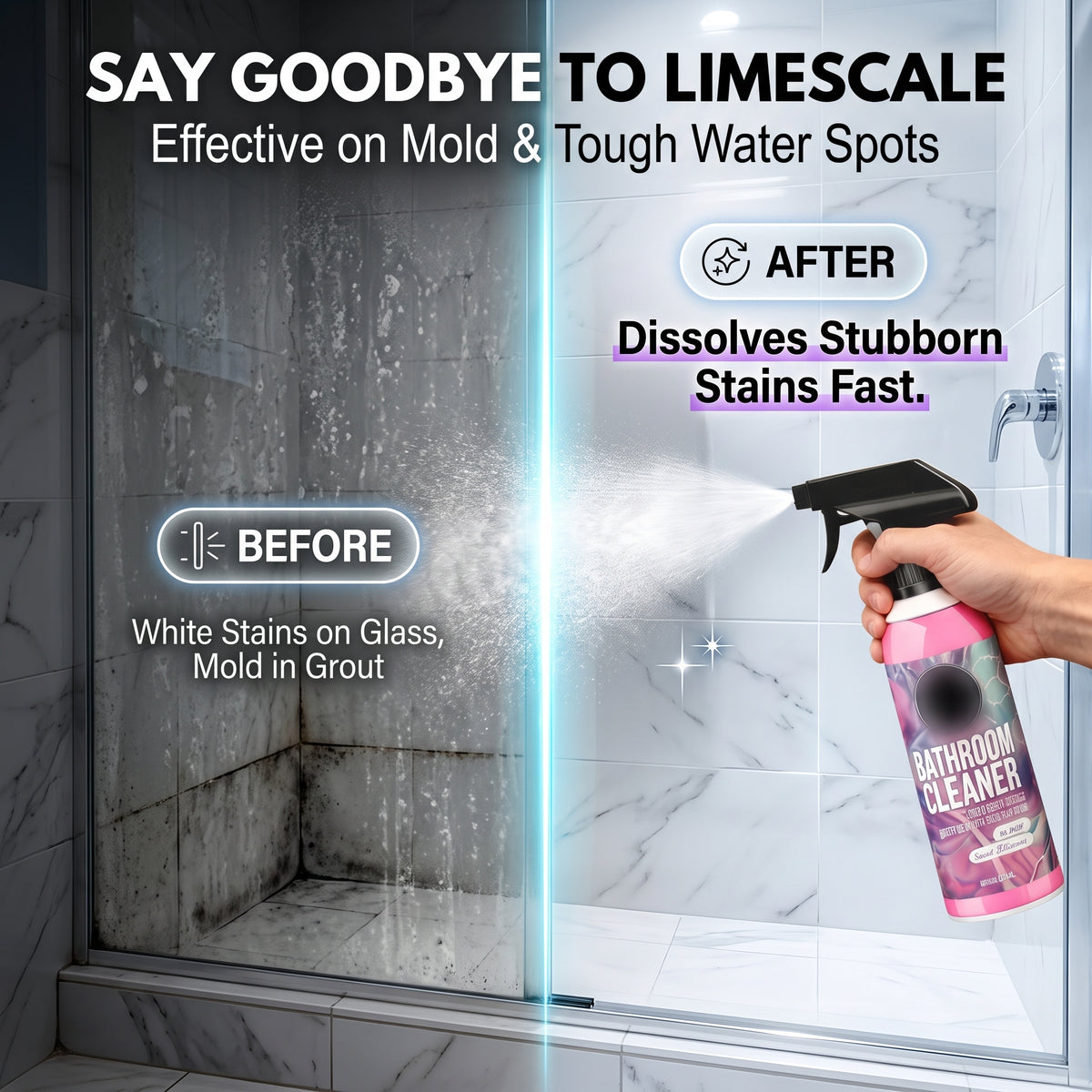 💗LAST DAY SALE 50% OFF💕Multi-Surface Bathroom Cleaner for Mold & Limescale🛁