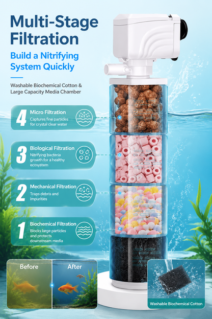 ✨Limited-time offer-Fish Tank 6-in-1 Filter - Filtration, Oxygenation & Water Pumping