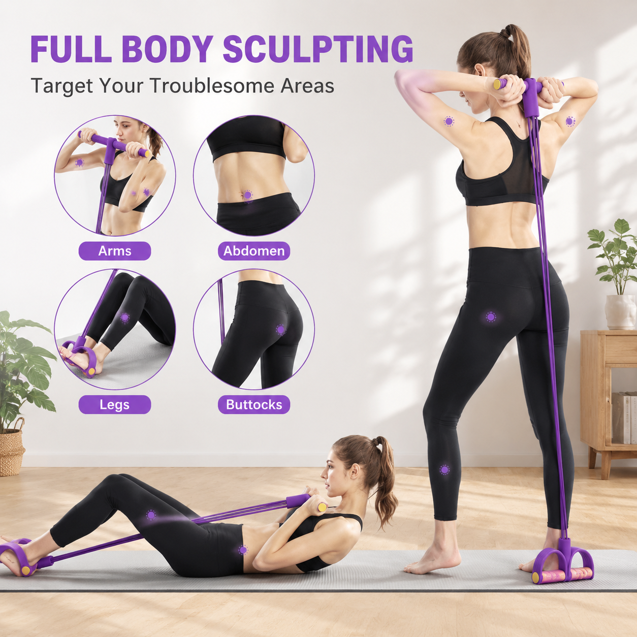 21 Fitness Resistance Bands-6 Tube Pedal Ankle Puller