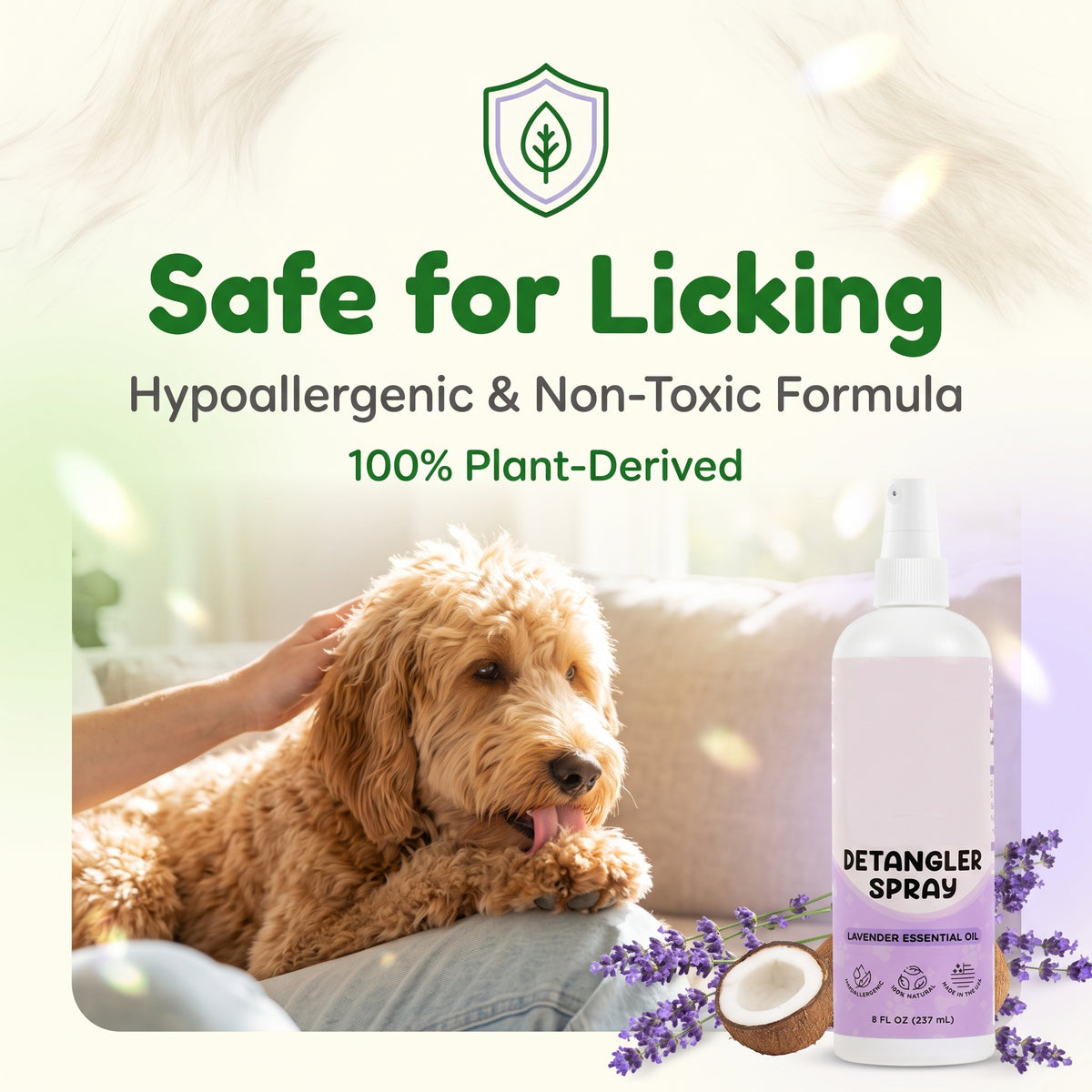 🐶50% OFF NOW! Instant Pet Detangling Hair Care Spray – Knot Remover Silky Finish Quick Dry Fur Detangler, No Rinse Grooming Spray for Dogs & Cats Long Short Hair Daily Grooming