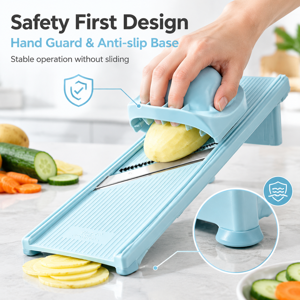 🥔 Multi-function Vegetable Slicer, Shredder & Grater for Potato, Carrot & Cucumber