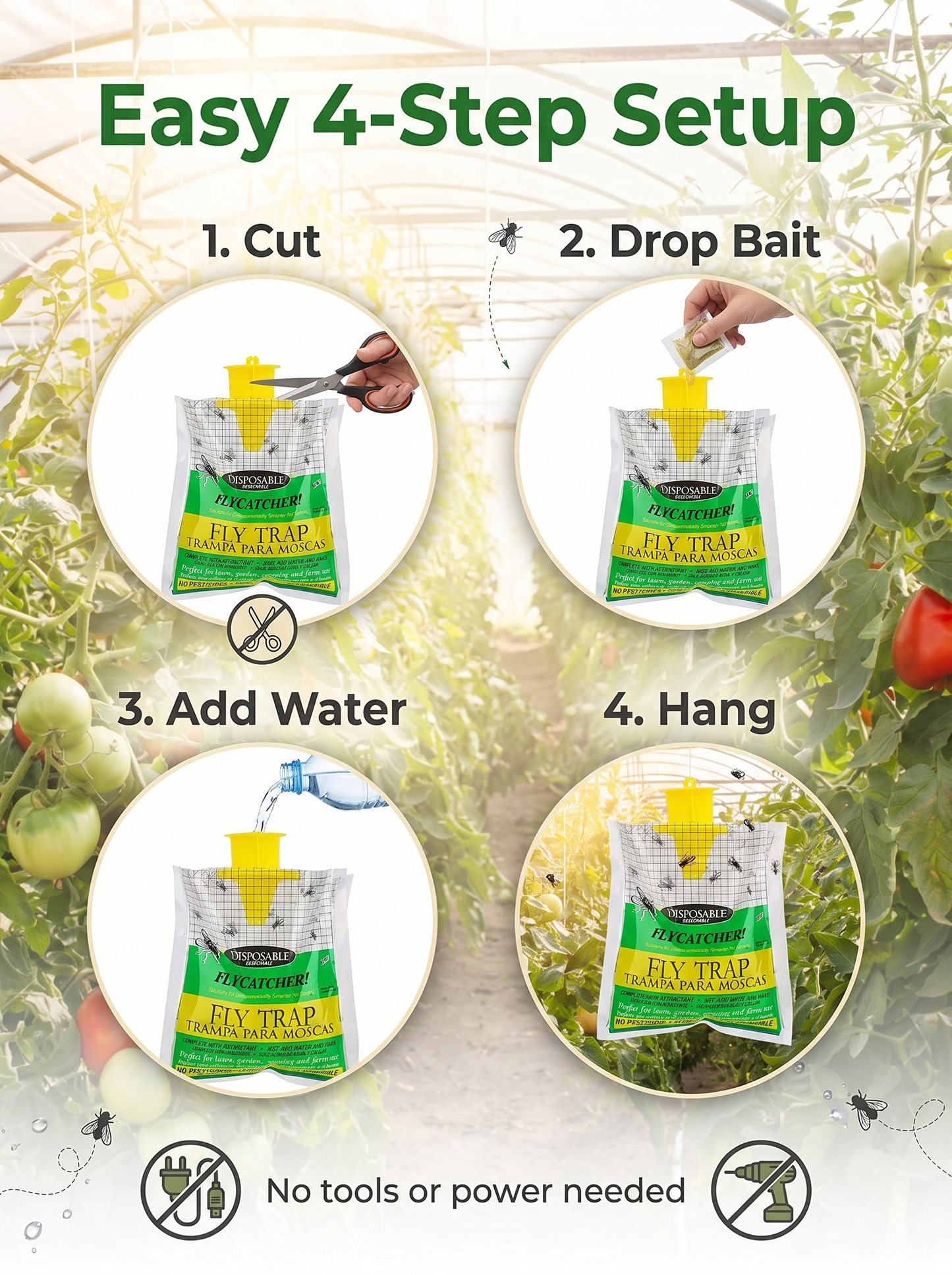 🔥Hanging Outdoor Fly Trap Bag｜Water‑Soluble Bait Fly Catcher