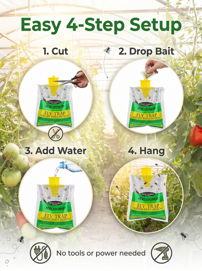 🔥Hanging Outdoor Fly Trap Bag｜Water‑Soluble Bait Fly Catcher