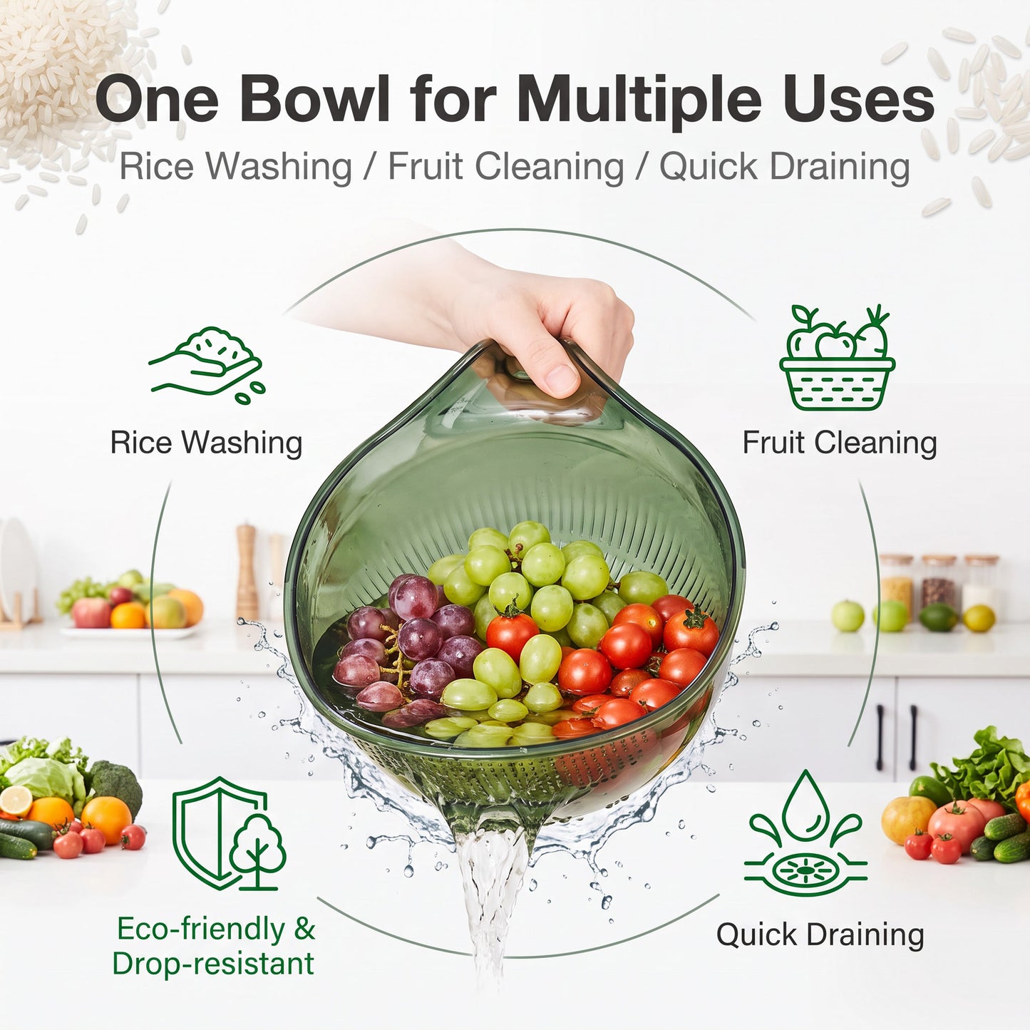 🍚 LIMITED-TIME 50% OFF! ✨Multipurpose Rice Washing Bowl Strainer with Handle