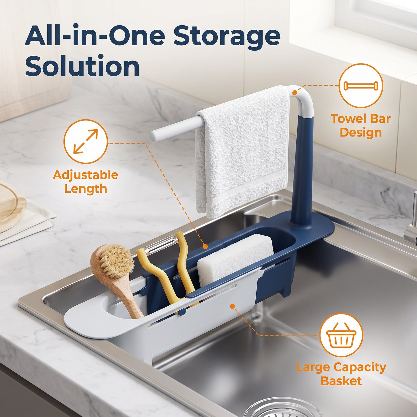 🔥Limited Time 50% OFF Buy one get one free🔥Updated Telescopic Sink Storage Rack
