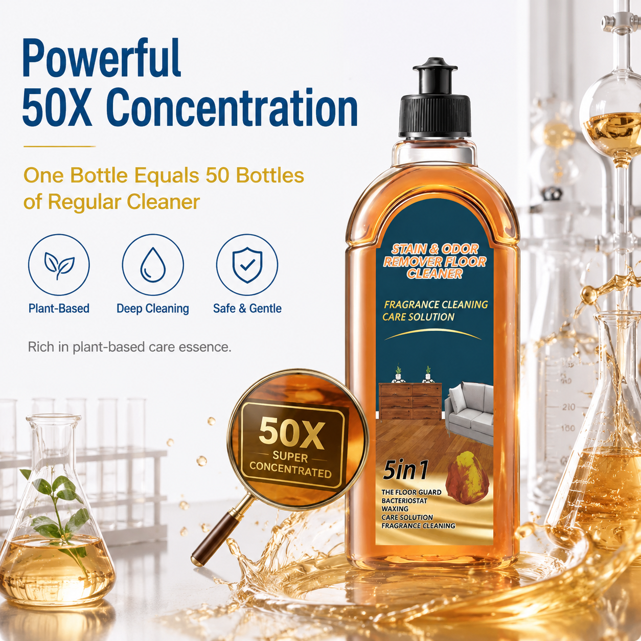 Stain & Odor Remover Floor Cleaner🧼Floor Brightening and Stain Repellent Cleaner 50x Concentration
