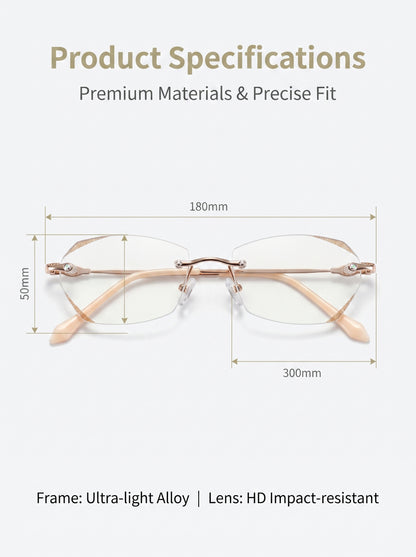 Lowest price of 2026 🔥 High-end titanium alloy frameless reading glasses with beveled edges 👍 Blocks blue light, radiation, and ultraviolet rays, relieving eye fatigue 👓️