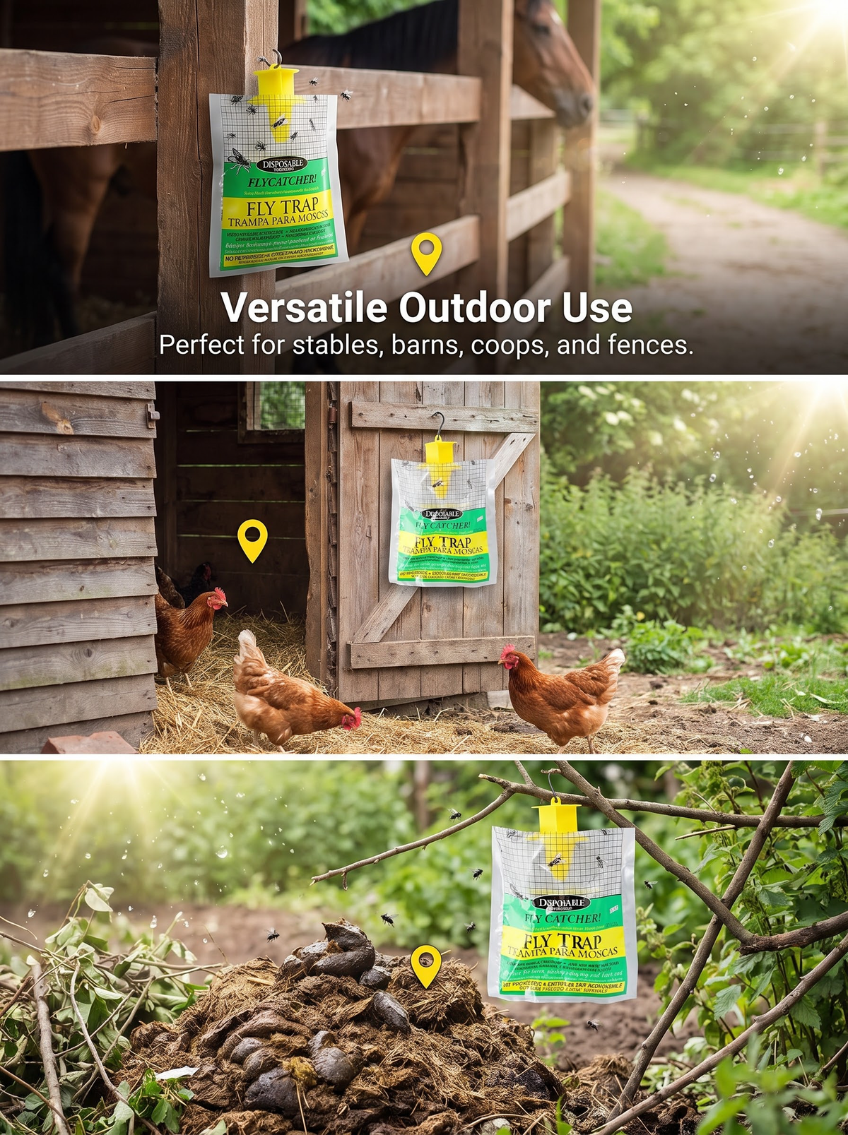 🔥Hanging Outdoor Fly Trap Bag｜Water‑Soluble Bait Fly Catcher